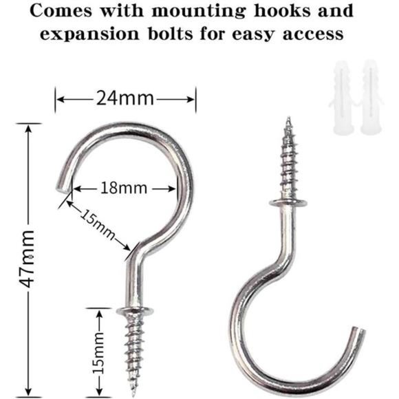 Curtain Rope Tiebacks, Drapery Rope Holdbacks with 4 Metal Screw Hooks (Beige) - Picture 4 of 7